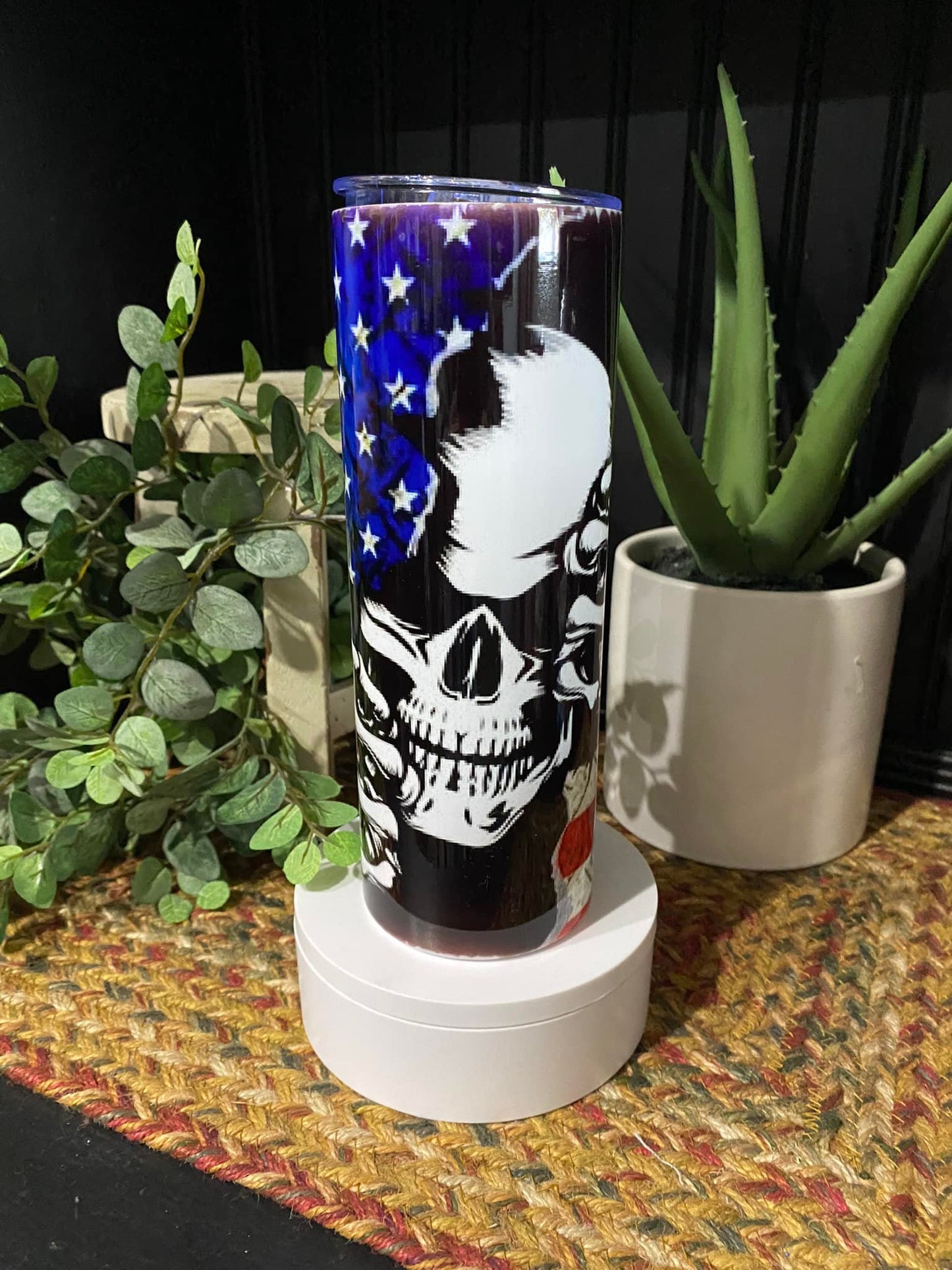 20 oz Tumbler Patriotic Skull / Flag