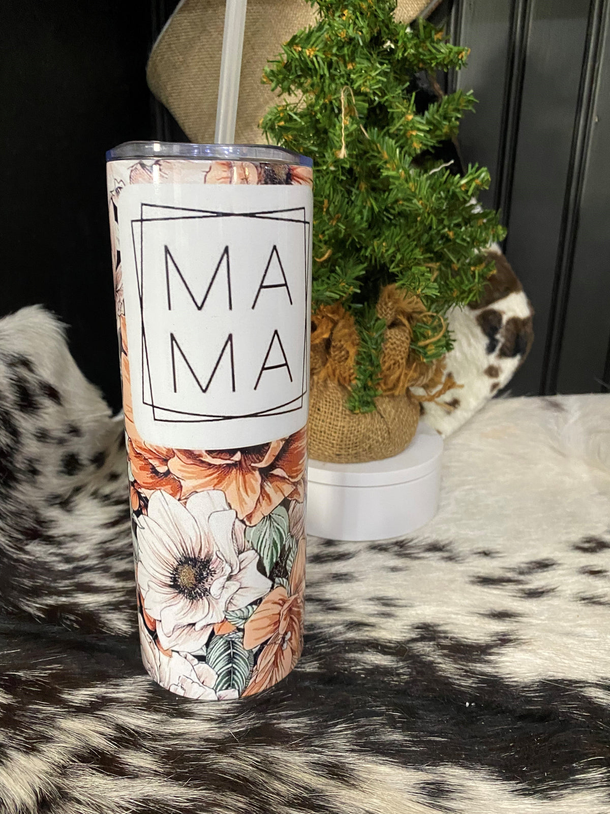 20 oz Tumbler MAMA with Flowers