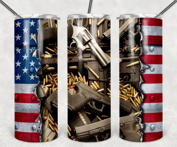 Guns American Flag 20 oz Tumbler