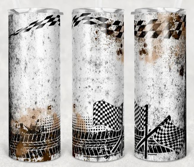Racing Race Brown Splatter Checkered 20oz Tumbler