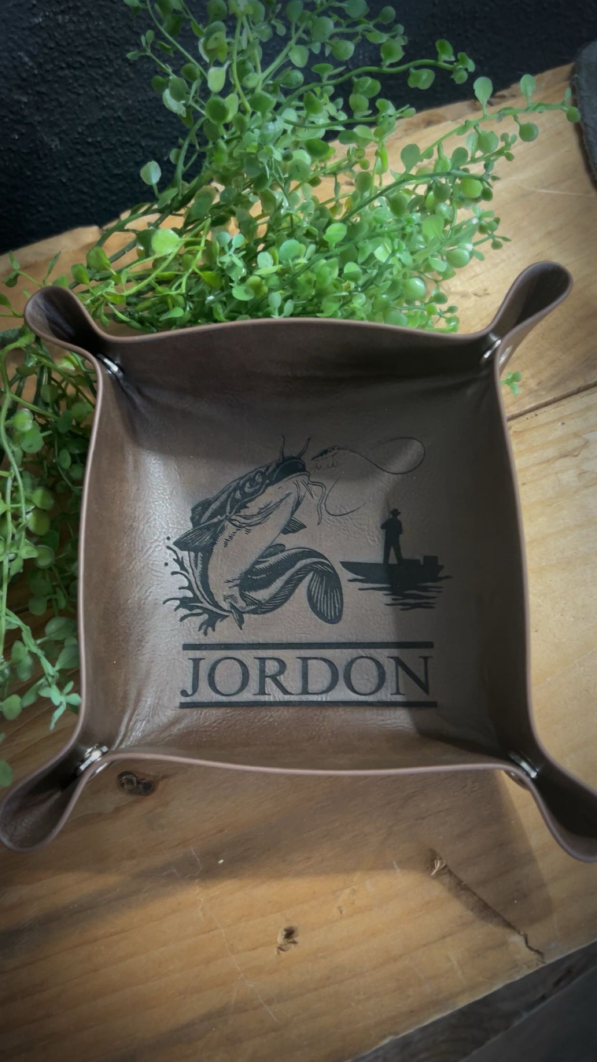 Laser Engraved Personalized Leather Tray