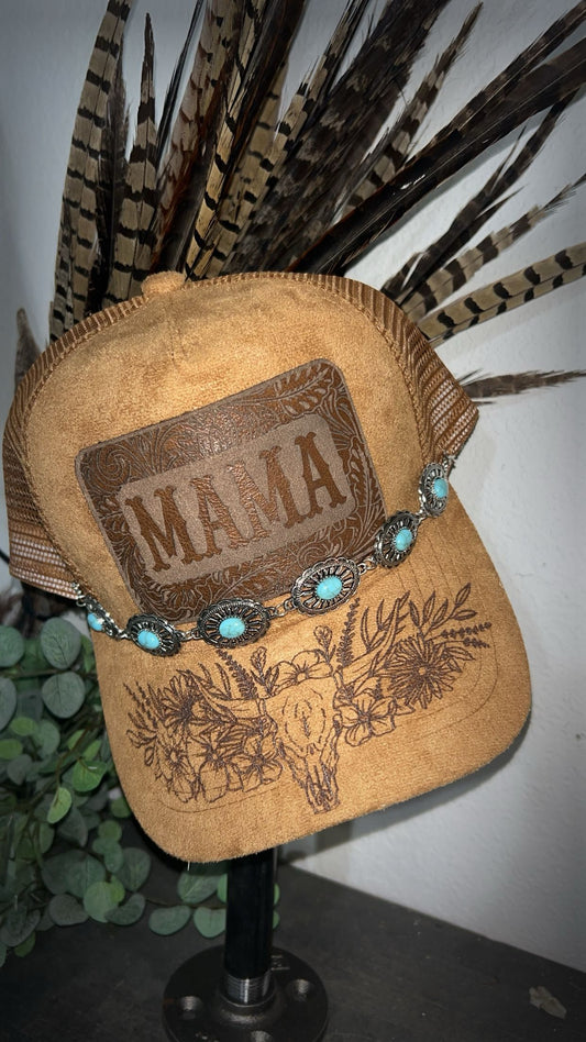 Laser Engraved Brown Suede Cap