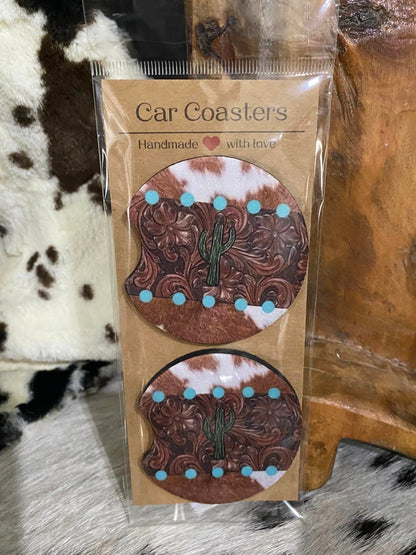 Leather Cactus Car Coaster