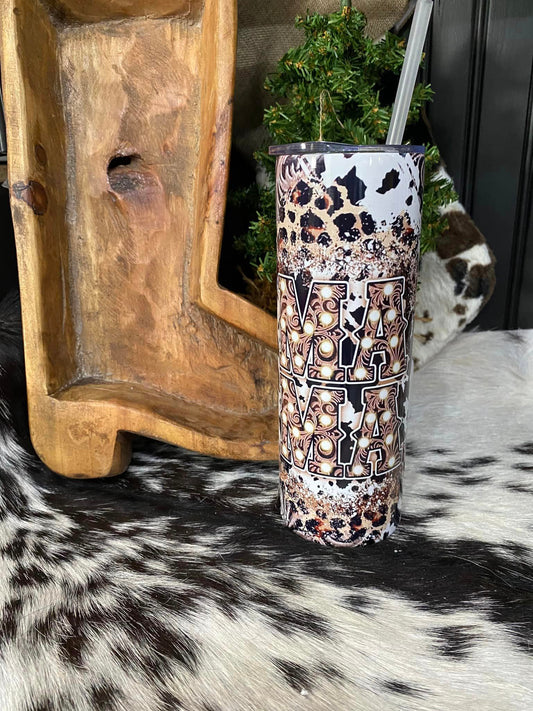 20 oz Tumbler MAMA Leapord