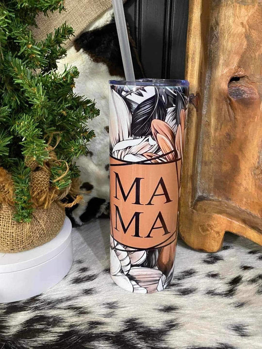 20 oz Tumbler MAMA with Foliage