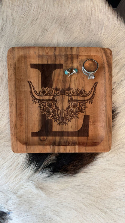 Laser Engraved Personalized Western Jewelry Tray