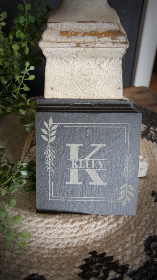Laser Engraved Personalized Slate Coaster (set of 4)