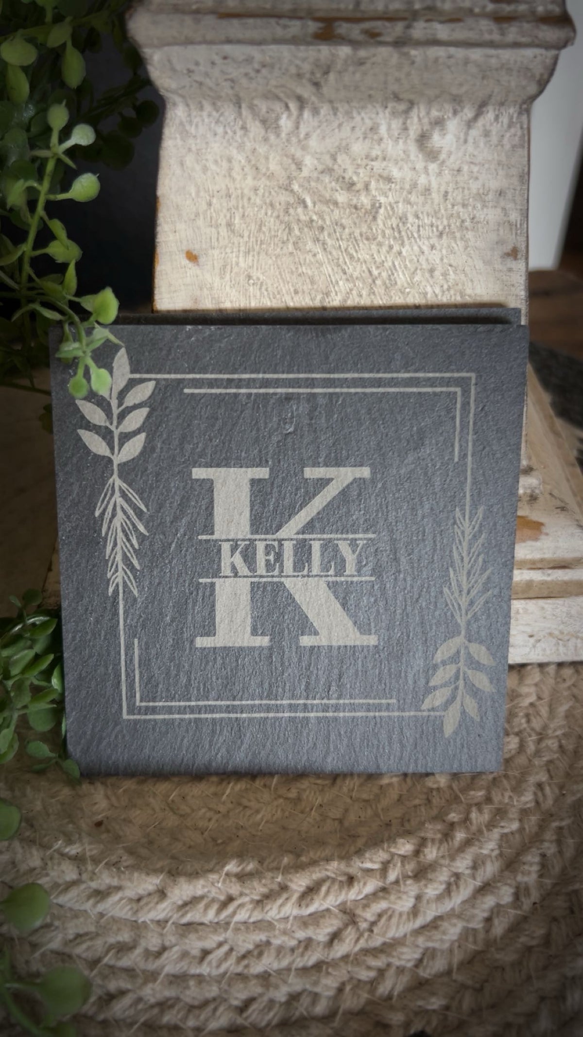 Laser Engraved Personalized Slate Coaster (set of 4)