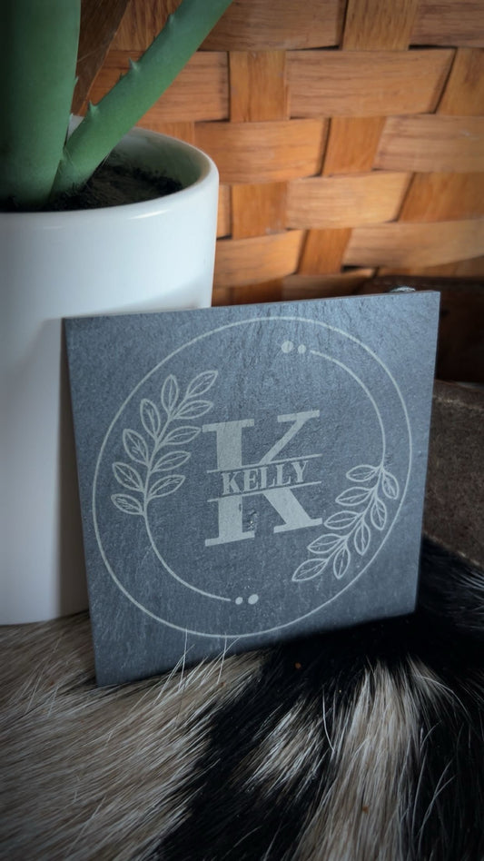 Laser Engraved Personalized Slate Coaster (set of 4)