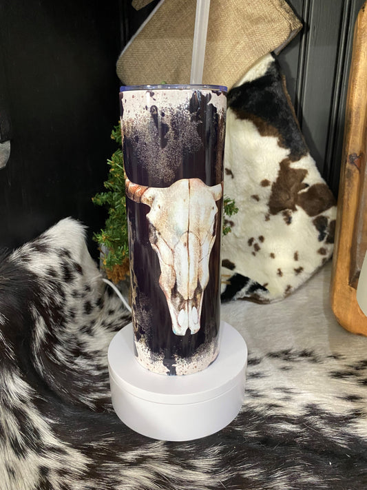 20 oz Tumbler Bull Skull