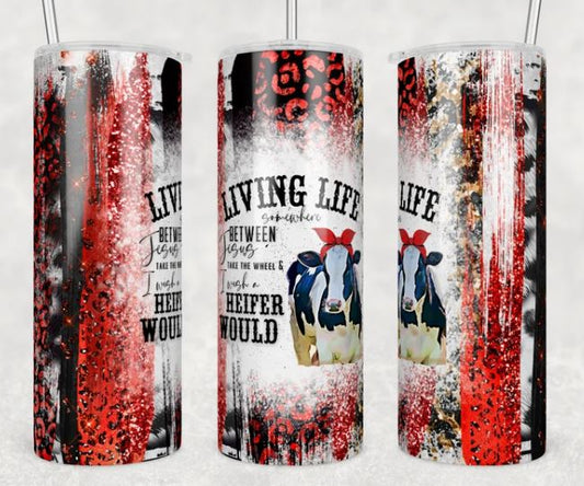 Living Somewhere In Between Jesus Take the Wheel 20oz Skinny Tumbler
