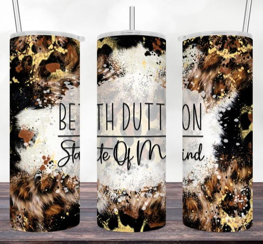 Beth Dutton ranch state of mind, leopard cow print, 20oz Tumbler